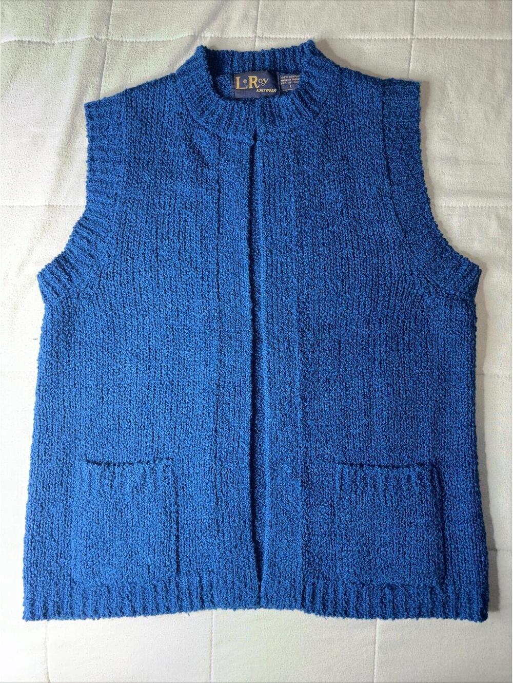 VINTAGE LeRoy Sweater Vest Womens L Acrylic 80s 90s (H1)